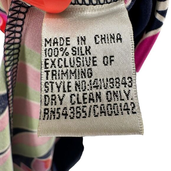 Peter Nygard Dress Silk Colorful Tropical Gemstone Boat Neck Size S Shift Boho - Picture 11 of 11